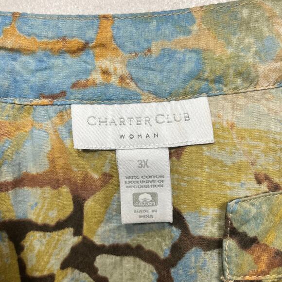 Charter Club Woman Tunic Boho Multi Color Embroidered Studded Aztec Casual 3X - Picture 6 of 7